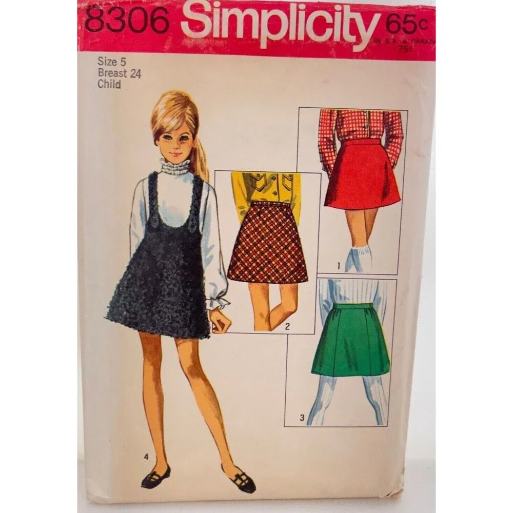 #8306 Simplicity VTG Childs and Girls Skirts and Jumper Sewing Pattern Size 5